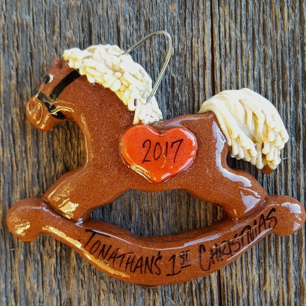 Personalized rocking horse ornament deals
