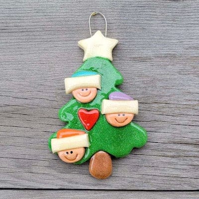 Tis The Season Christmas Ornaments 3 Family Christmas Tree with Santa Hats