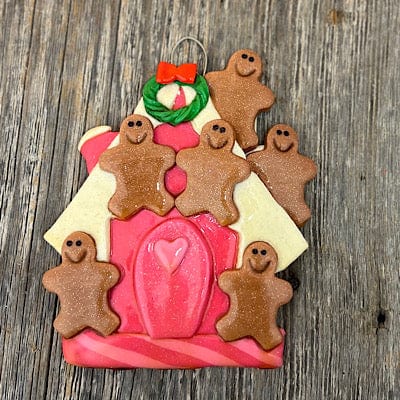 Tis The Season Christmas Ornaments 6 Gingerbread Pink Gingerbread House Christmas Ornament