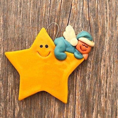 Tis The Season Christmas Ornaments Baby, 1st Christmas Blue Baby Angel sleeping on a star Christmas Ornament