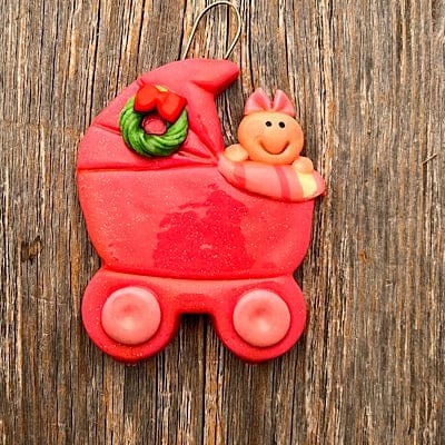 Tis The Season Christmas Ornaments Baby, 1st Christmas Pink Baby Buggy Ornament