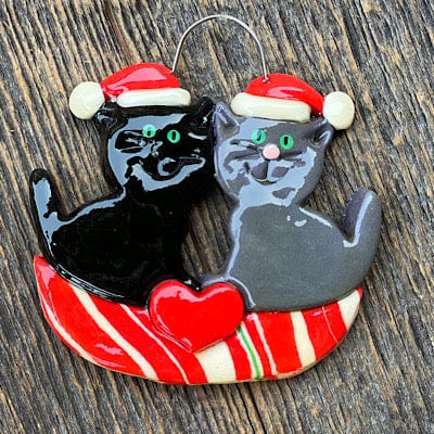 Tis The Season Christmas Ornaments Black/gray Kitty couple
