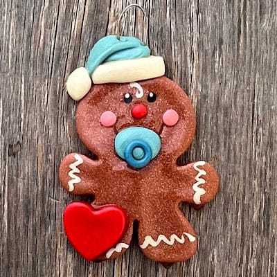 Tis The Season Christmas Ornaments Blue Gingerbread Baby Ornament