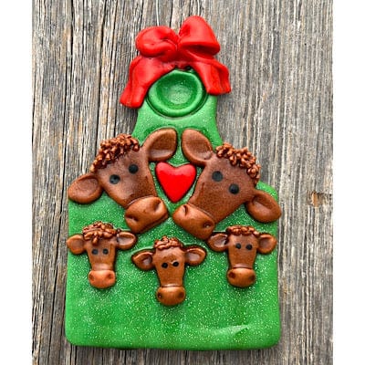 Tis The Season Christmas Ornaments Brown cow family