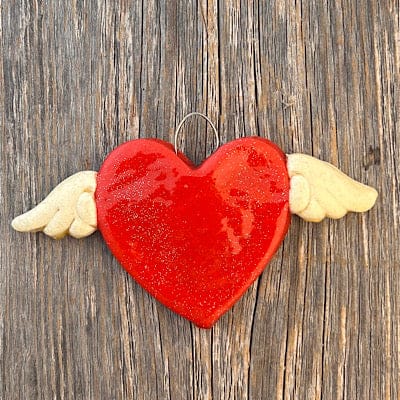 Tis The Season Christmas Ornaments Christmas Ornaments RED HEART WITH ANGEL WINGS CHRISTMAS ORNAMENT