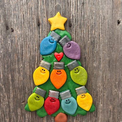 Tis The Season Christmas Ornaments Christmas Tree with Light Bulbs Ornament