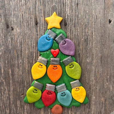 Tis The Season Christmas Ornaments Christmas Tree with Light Bulbs Ornament