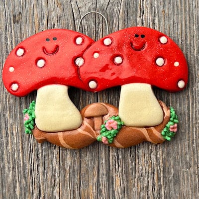 Tis The Season Christmas Ornaments Couple Mushroom Family