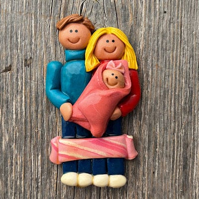 Tis The Season Christmas Ornaments Couple with Newborn Baby Christmas Ornament