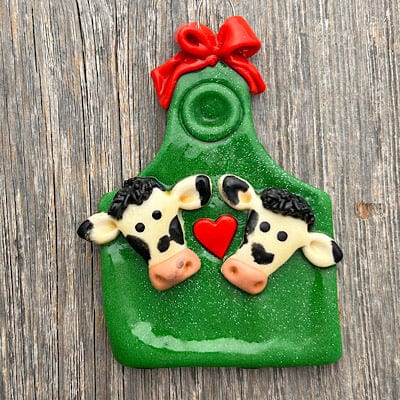 Tis The Season Christmas Ornaments Dairy cow on ear tag family