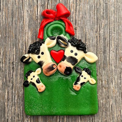 Tis The Season Christmas Ornaments Dairy cow on ear tag family