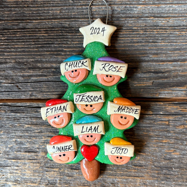 Tis The Season Christmas Ornaments Family Christmas Tree with Santa Hats