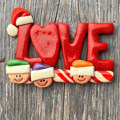 Tis The Season Christmas Ornaments Family of 3 LOVE Family