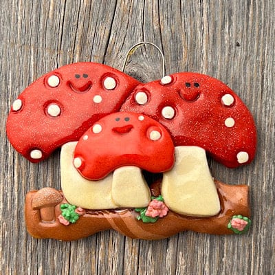 Tis The Season Christmas Ornaments Family of 3 Mushroom Family
