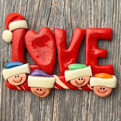 Tis The Season Christmas Ornaments Family of 4 LOVE Family