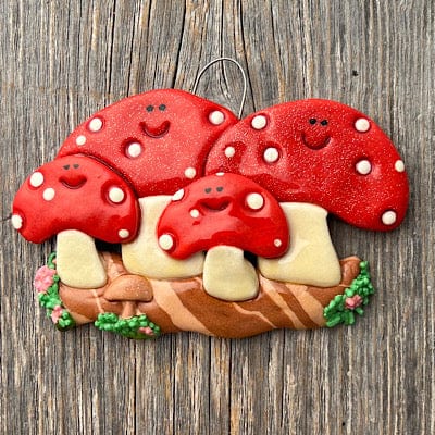 Tis The Season Christmas Ornaments Family of 4 Mushroom Family