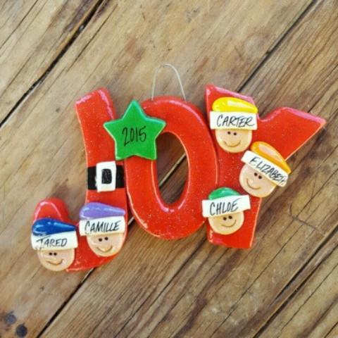 Tis The Season Christmas Ornaments Family of 5 JOY Family Christmas Ornament