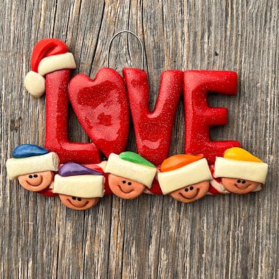 Tis The Season Christmas Ornaments Family of 5 LOVE Family