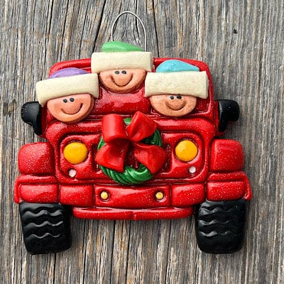 Tis The Season Christmas Ornaments Family Tree Christmas Ornament Family of 3 Jeep riding family