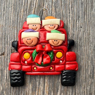 Tis The Season Christmas Ornaments Family Tree Christmas Ornament Family of 4 Jeep riding family