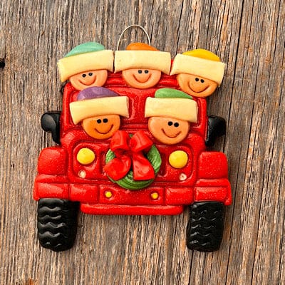 Tis The Season Christmas Ornaments Family Tree Christmas Ornament Family of 5 Holiday Red SUV Christmas Ornament