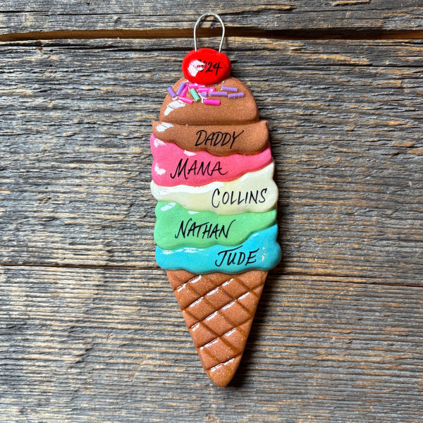 Tis The Season Christmas Ornaments Family Tree Christmas Ornament Ice Cream Cone Family Ornament