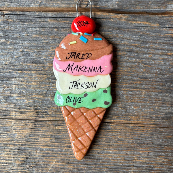 Tis The Season Christmas Ornaments Family Tree Christmas Ornament Ice Cream Cone Family Ornament
