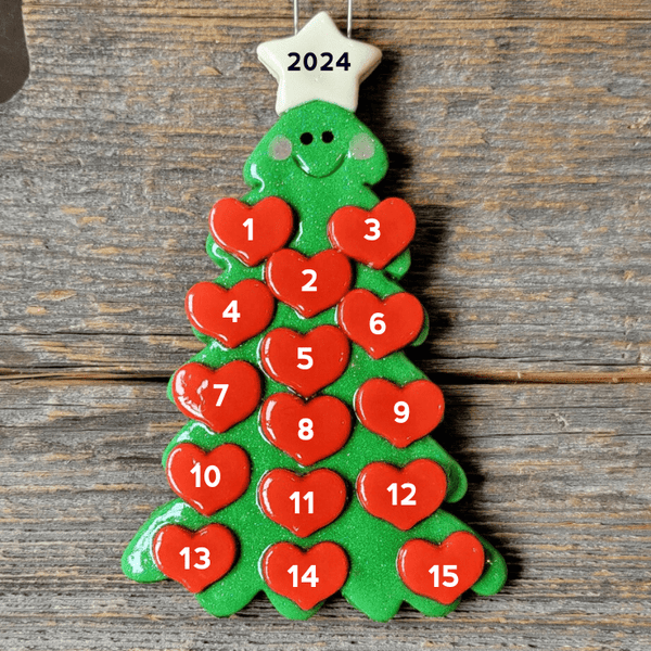 Tis The Season Christmas Ornaments Fifteen hearts Extra Large Family Christmas Tree Ornament