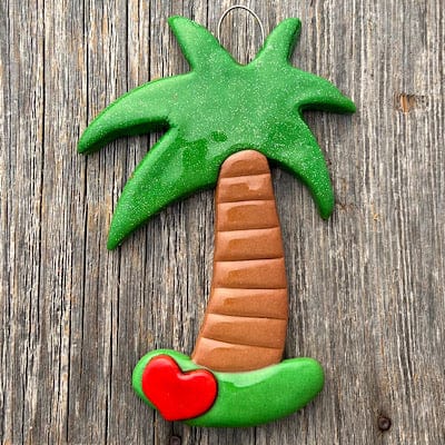 Tis The Season Christmas Ornaments LGBQT Red Heart Palm Tree with heart