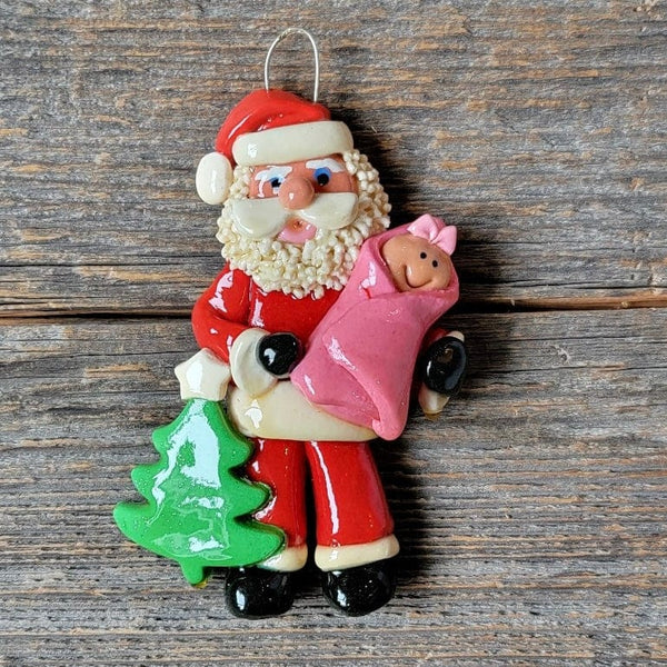 Tis The Season Christmas Ornaments Pink Baby Blanket Baby's 1st Christmas with Santa