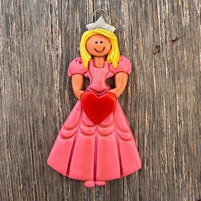 Tis The Season Christmas Ornaments Pink Blonde Hair Princess with crown