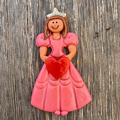 Tis The Season Christmas Ornaments Pink Brown Hair Princess with crown