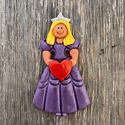 Tis The Season Christmas Ornaments Purple Blonde Hair Princess with crown