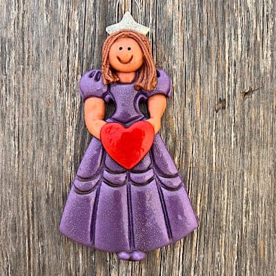 Tis The Season Christmas Ornaments Purple Brown Hair Princess with crown