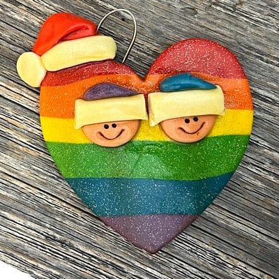 Tis The Season Christmas Ornaments Rainbow Heart Couple Christmas Ornament