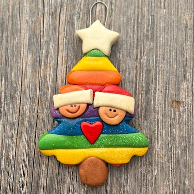 Tis The Season Christmas Ornaments Rainbow tree with two heads