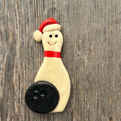 Tis The Season Christmas Ornaments Santa heart Bowling Pin Ornament