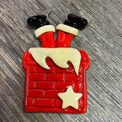Tis The Season Christmas Ornaments Santa stuck in chimney Christmas Ornament