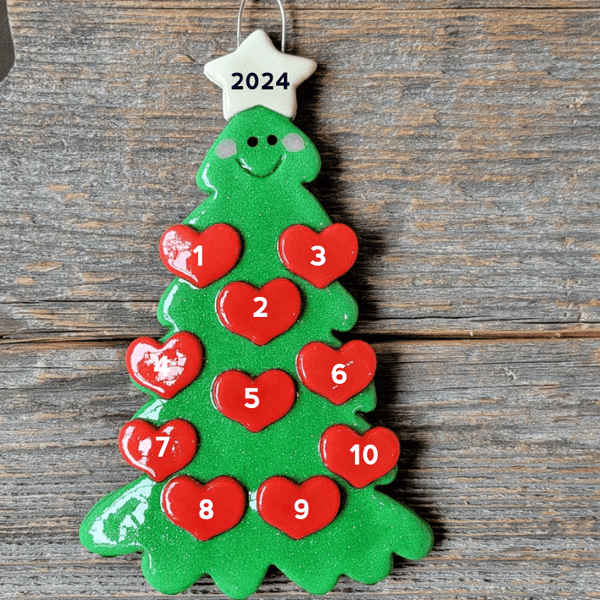 Tis The Season Christmas Ornaments Ten hearts Extra Large Family Christmas Tree Ornament