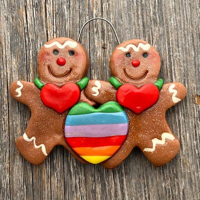 Tis The Season Christmas Ornaments Two female couple LGBTQ gingerbread couples