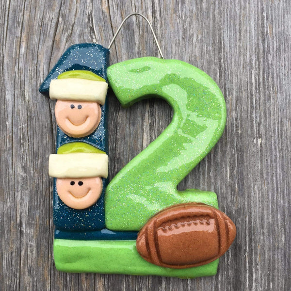 Tis The Season Christmas Ornaments 2 12th Man Family Ornament in Seahawks Colors