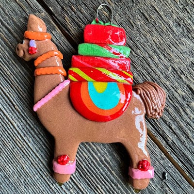 Tis The Season Christmas Ornaments 3 Packages / Brown LLama Mama Llama with Christmas Gifts