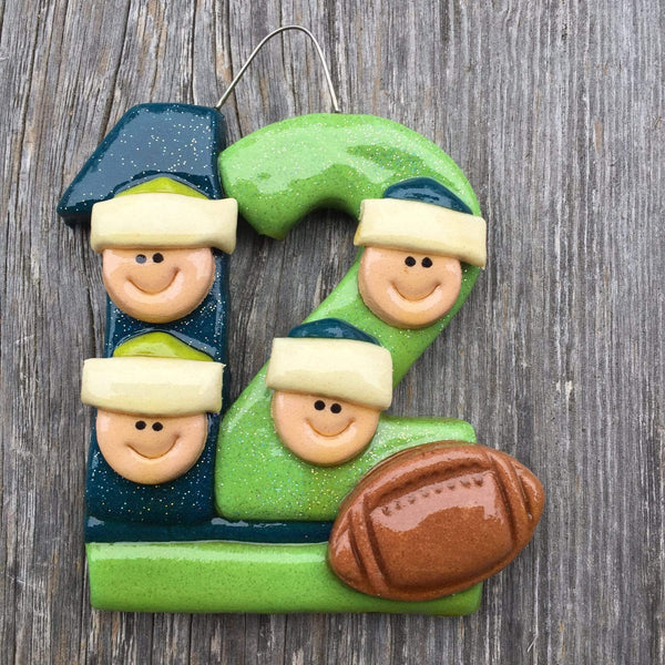 Tis The Season Christmas Ornaments 4 12th Man Family Ornament in Seahawks Colors