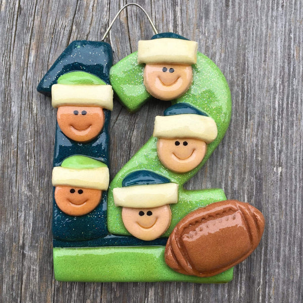 Tis The Season Christmas Ornaments 5 12th Man Family Ornament in Seahawks Colors