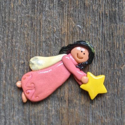 Tis The Season Christmas Ornaments Angel Ornament Pink / Black Flying Angel, Girl, Christmas Ornament