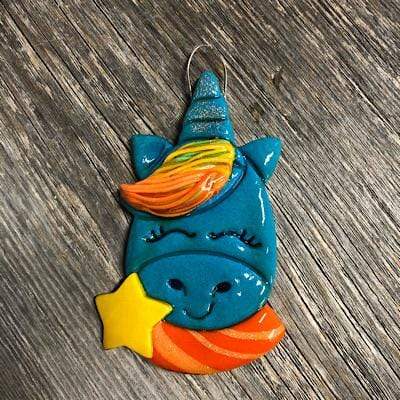 Tis The Season Christmas Ornaments Animals & Pets Blue Smiling Unicorn Ornament