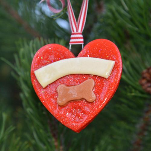 Tis The Season Christmas Ornaments Animals & Pets Heart with Dog Bone Ornament
