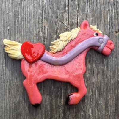 Tis The Season Christmas Ornaments Animals & Pets Pink Horse Ornament