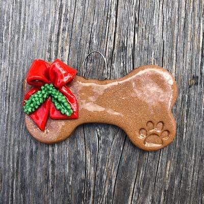 Tis The Season Christmas Ornaments Animals & Pets Red Dog Bone Ornament
