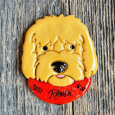 Tis The Season Christmas Ornaments Animals & Pets Yellow Doodle Dog Ornament